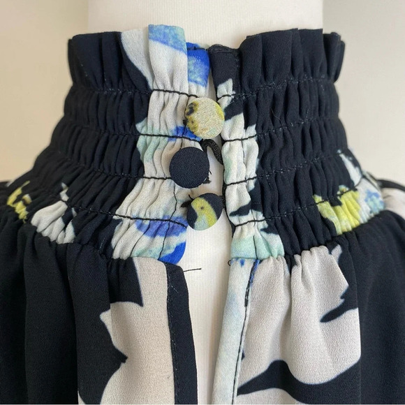 Yumi Kim Class Act Floral Mock Neck Keyhole Back Tiered Long Sleeve Dress Small - Picture 11 of 16